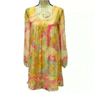 Julie Brown NYC 100% Silk Mini Long Sleeve Flare Women’s Dress size 0